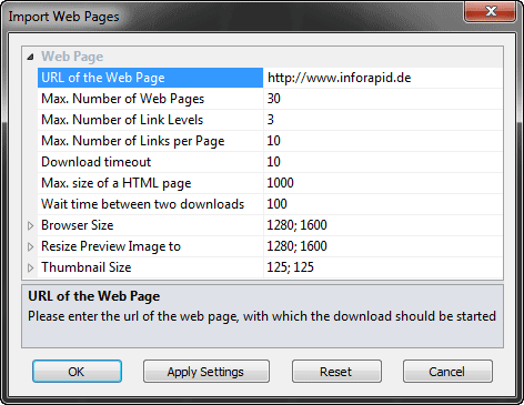 Generate Site Map Dialog